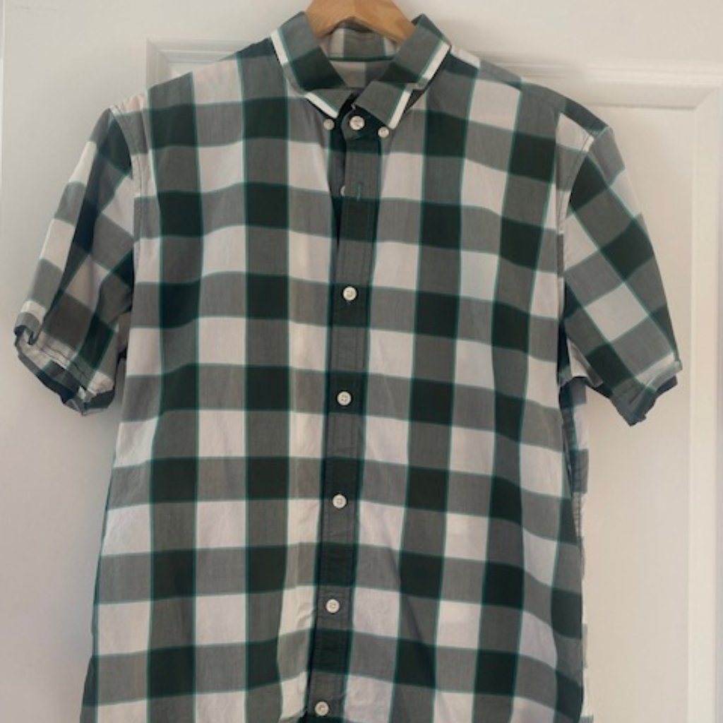 Medium Green Checkered Button Down